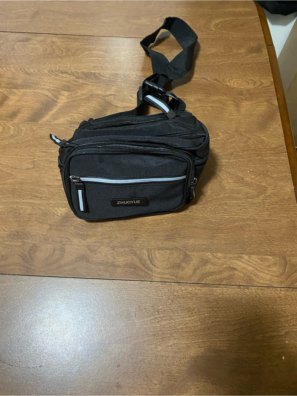 Zhuoyue Black Men's Sling Belt Bag with Multiple Compartments